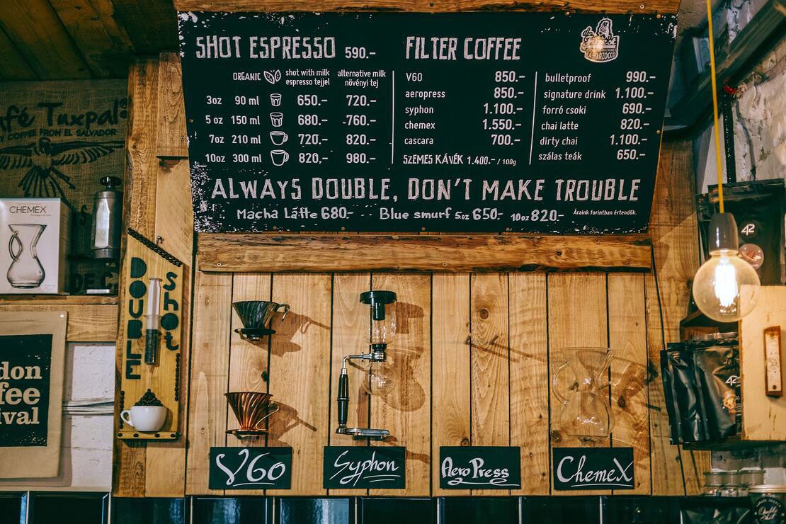 Que tipos de bebidas podem ter no seu cardápio?