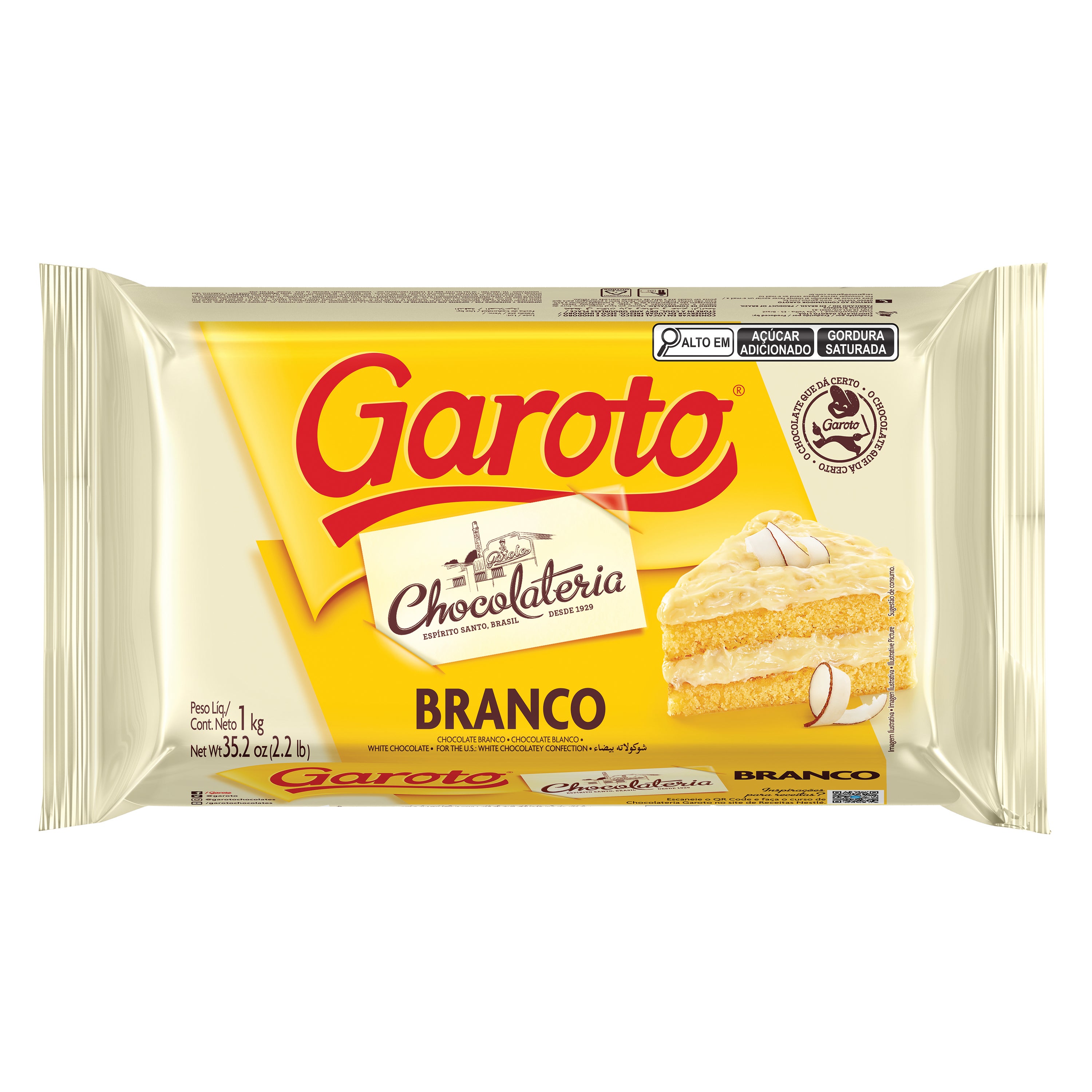 Barra de Chocolate Branco Garoto 1kg Ideias para Páscoa
