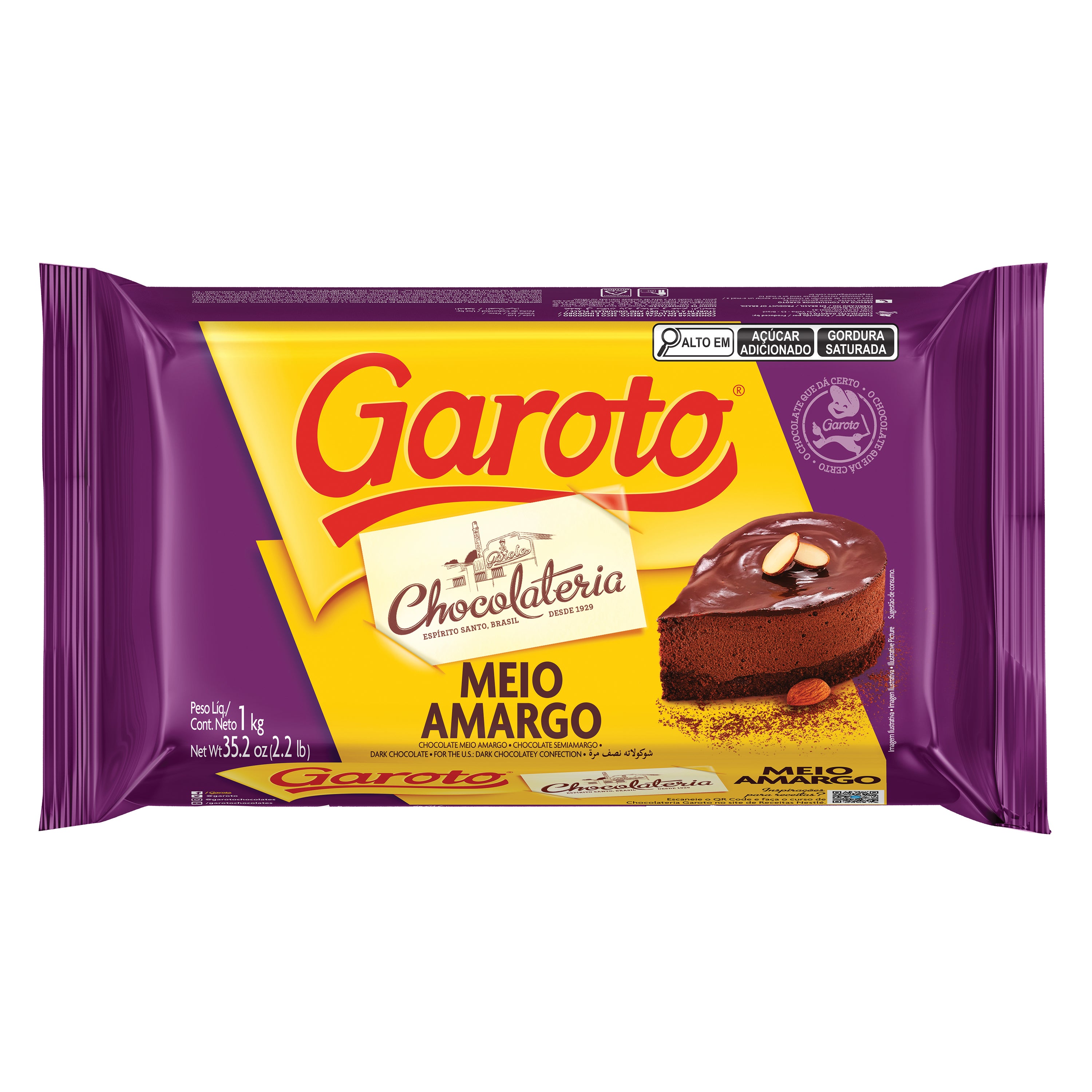 Barra de Chocolate Garoto Meio Amargo 1kg Ideias para Páscoa