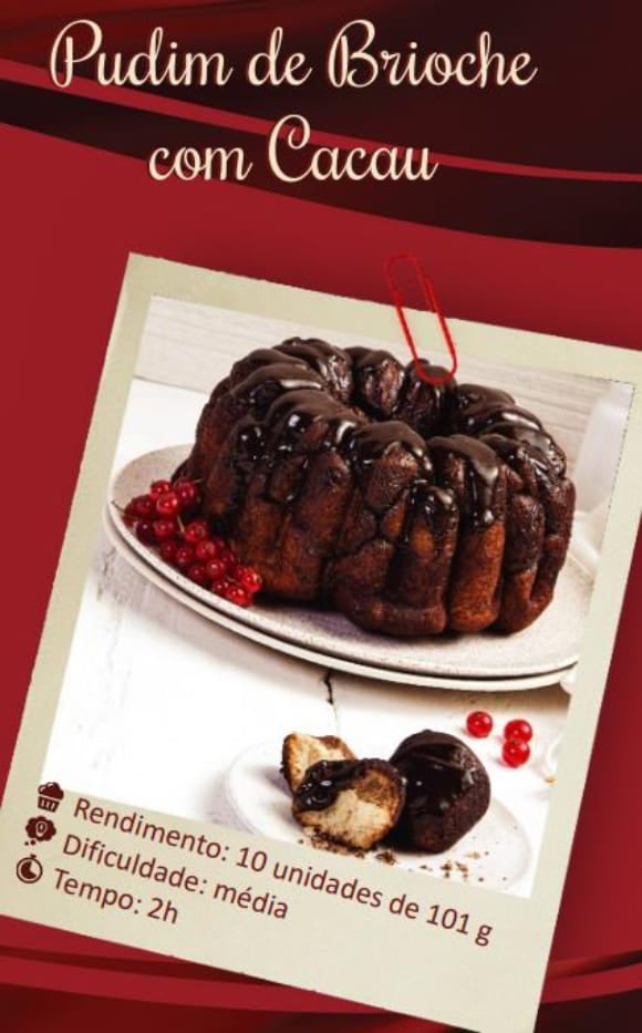 Pudim de brioche de chocolate
