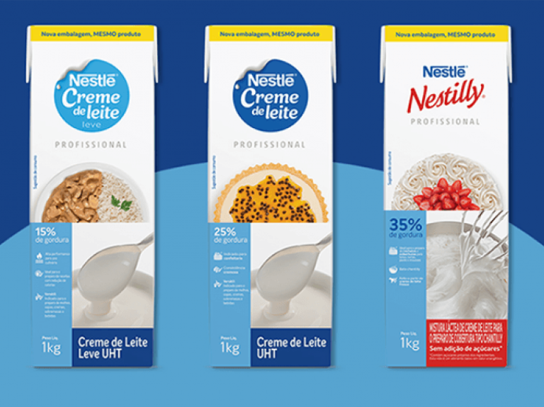 Confira  as novas embalagens dos Cremes de Leite NESTLÉ e NESTILLY