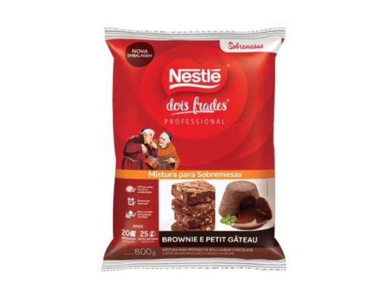 Produto de 800g de Mistura para Brownie e Petit Gateau Dois Frades