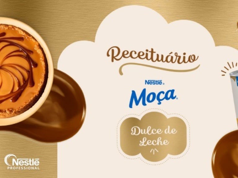Receituário de produtos Moça, destacando o produto Dulce de Leche