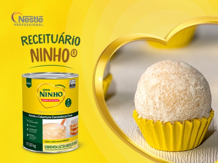 Capa para produto recheado Ninho, contentdo um docinho de Ninho pronto.
