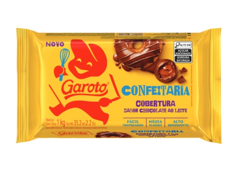 Embalagem barra de chocolate Garoto para confeitaria de 1kg