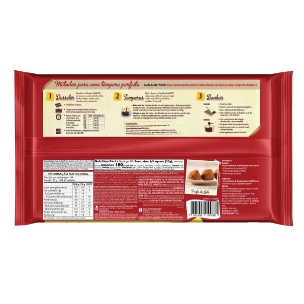 Barra de chocolate ao leite garoto informação nutricional