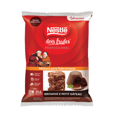 Embalagem Produto Mistura para Brownie e Petit Gateau Dois Frades 800g