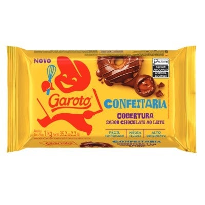 Barra de Chocolate Garoto Confeitaria 1kg Cobertura de Chocolate